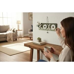 Rustic XOXO Wall Hanging Decor with Heart Accents